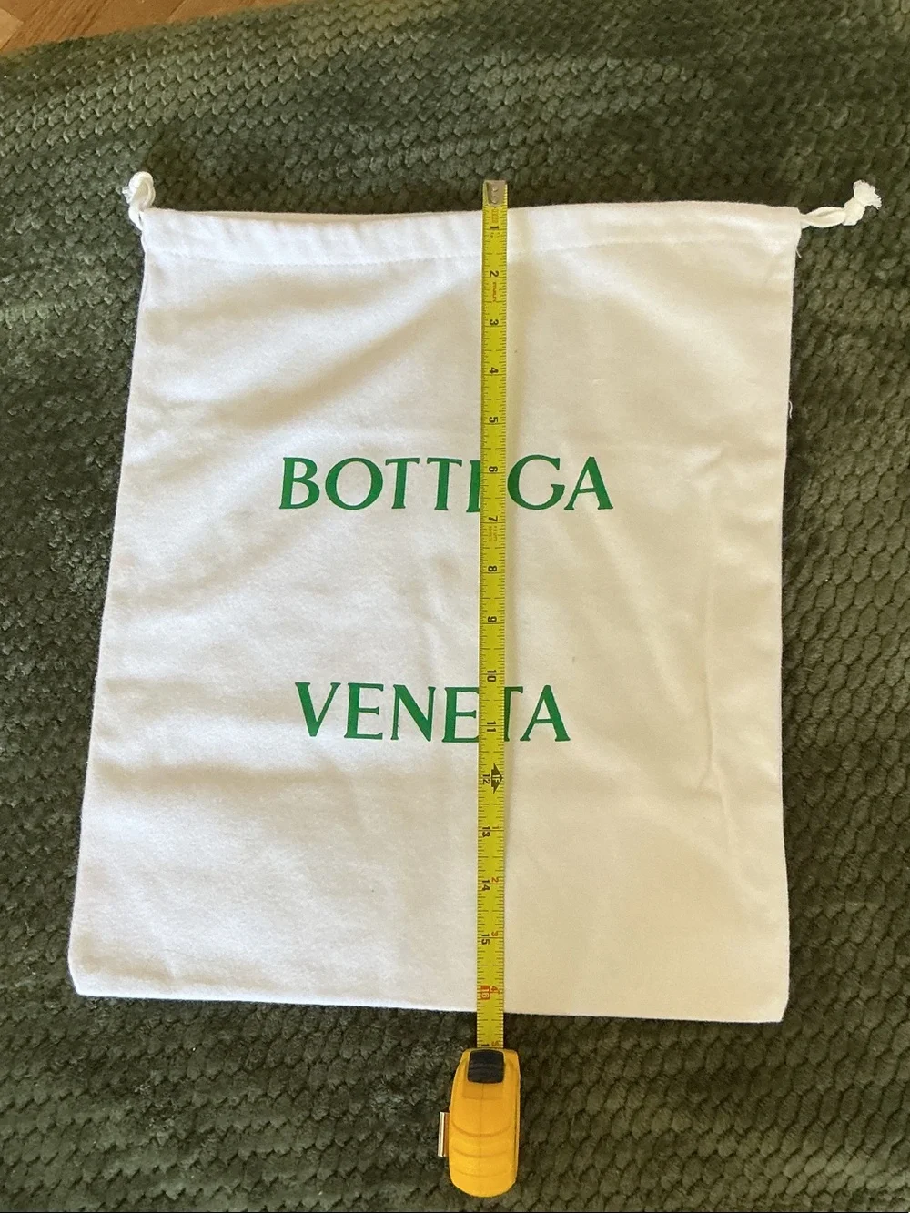Bottega Veneta  Large White Dust Bag with Green Logo
